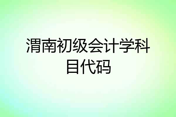 渭南初级会计学科目代码