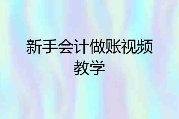 新手会计做账视频教学