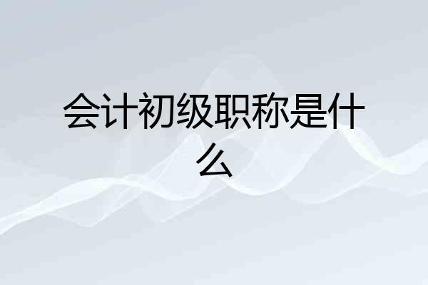 会计初级职称是什么