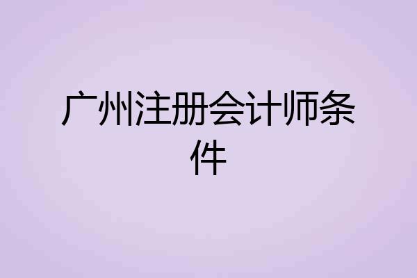 广州注册会计师条件