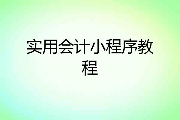 实用会计小程序教程