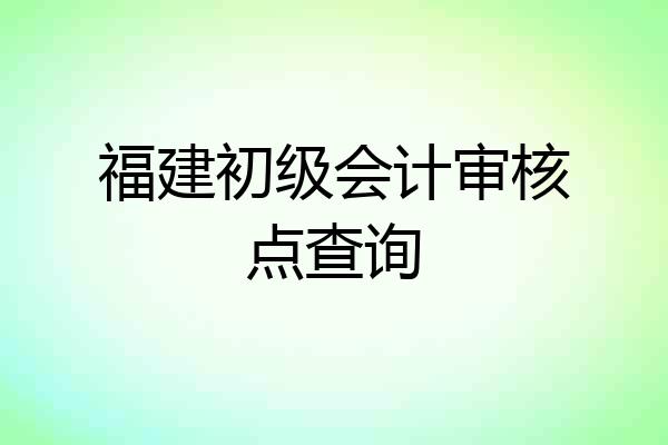 福建初级会计审核点查询