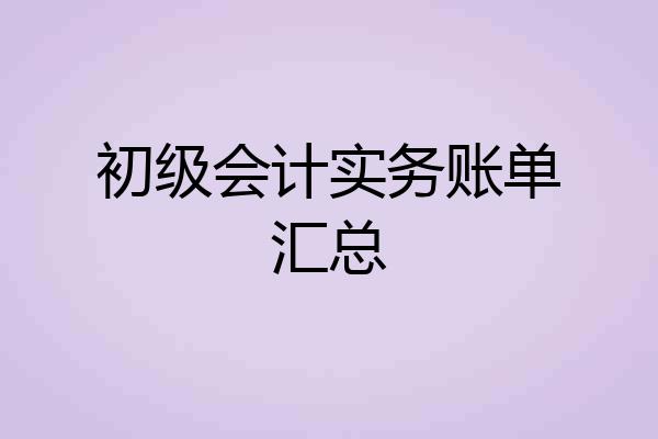 初级会计实务账单汇总