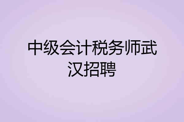 中级会计税务师武汉招聘