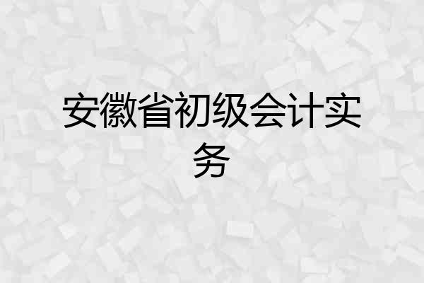 安徽省初级会计实务