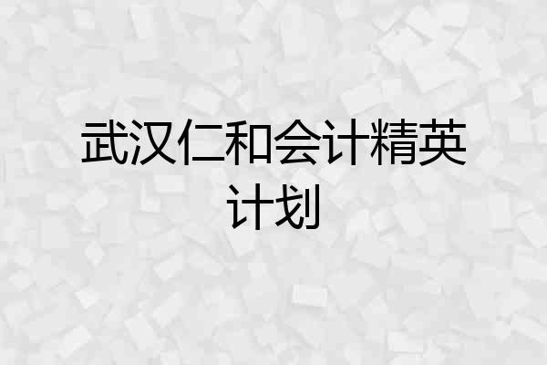 武汉仁和会计精英计划