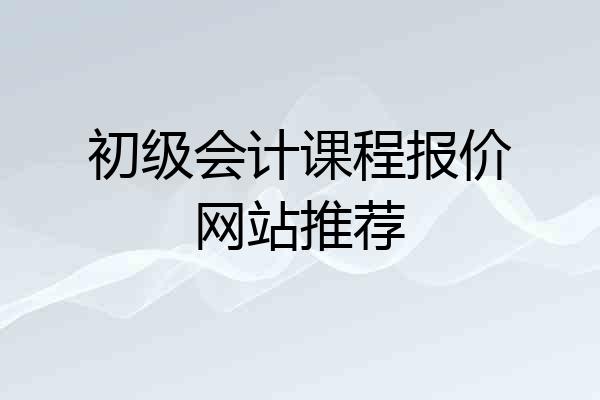 初级会计课程报价网站推荐