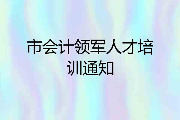 市会计领军人才培训通知
