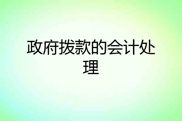 政府拨款的会计处理