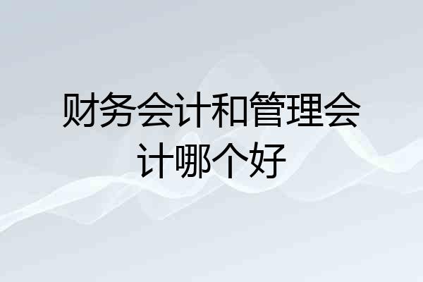 财务会计和管理会计哪个好