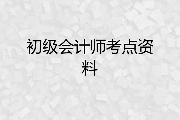 初级会计师考点资料