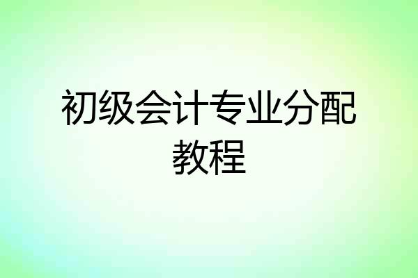 初级会计专业分配教程