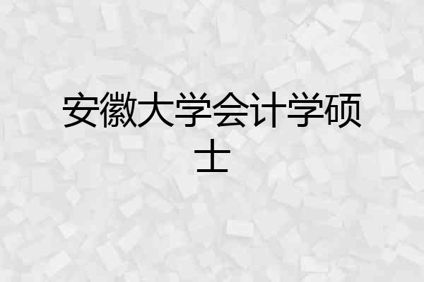 安徽大学会计学硕士