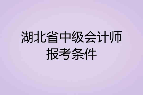 湖北省中级会计师报考条件