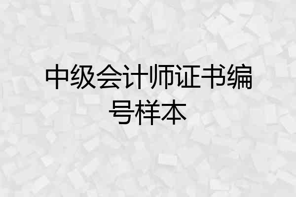 中级会计师证书编号样本