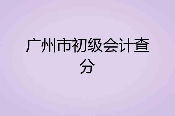 广州市初级会计查分