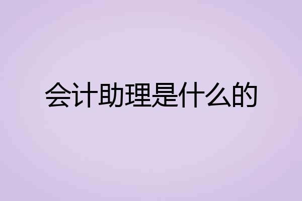 会计助理是什么的