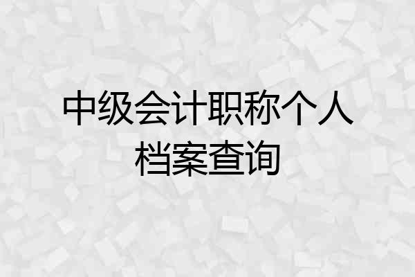 中级会计职称个人档案查询