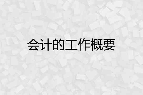 会计的工作概要