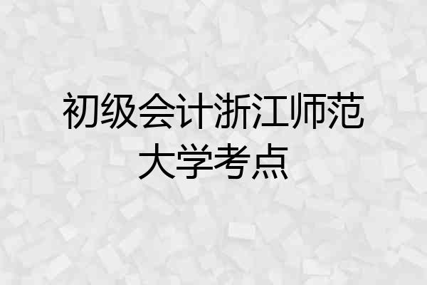 初级会计浙江师范大学考点