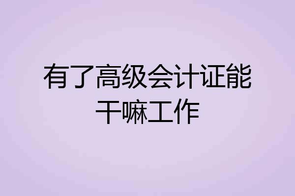 有了高级会计证能干嘛工作