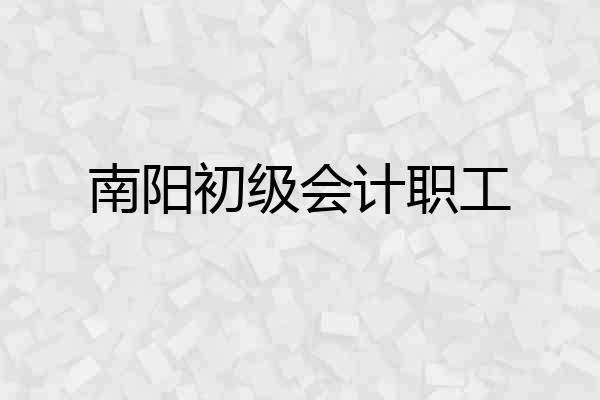 南阳初级会计职工
