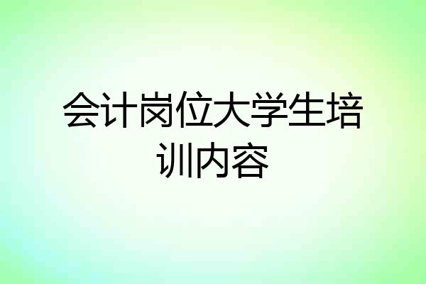 会计岗位大学生培训内容