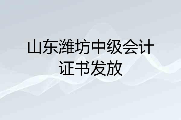 山东潍坊中级会计证书发放