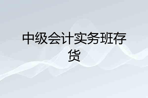 中级会计实务班存货