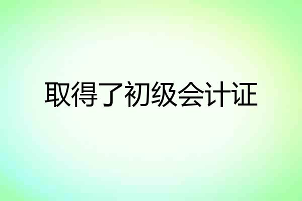 取得了初级会计证