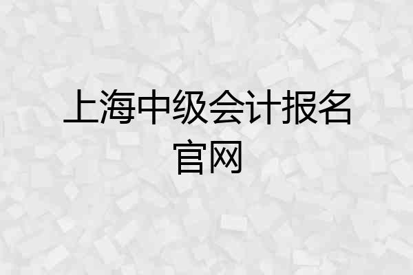 上海中级会计报名官网