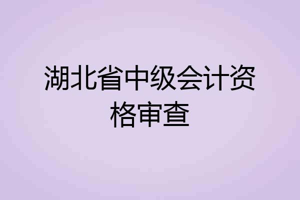 湖北省中级会计资格审查
