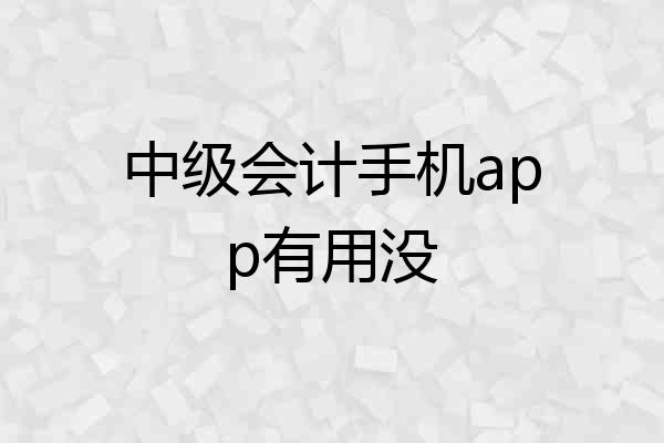 中级会计手机app有用没
