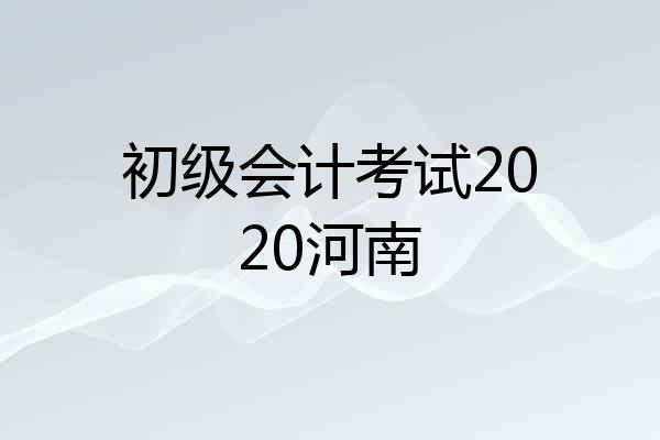 初级会计考试2020河南