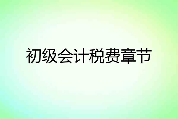 初级会计税费章节