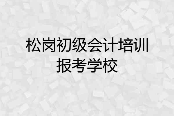 松岗初级会计培训报考学校