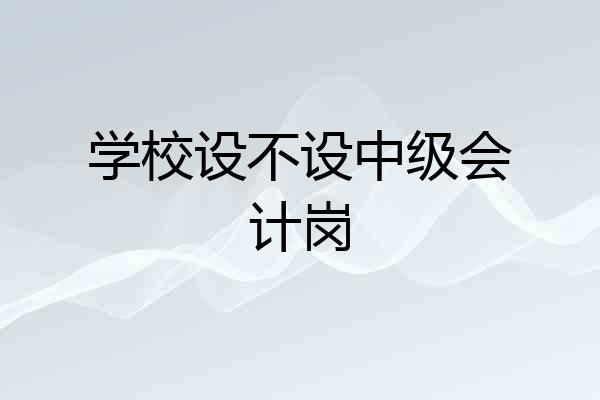 学校设不设中级会计岗