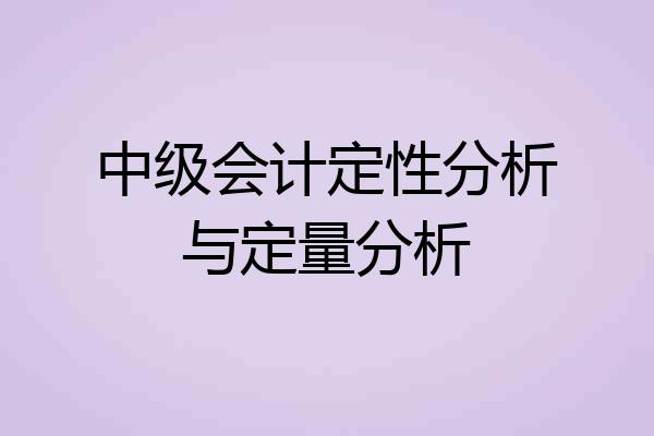 中级会计定性分析与定量分析