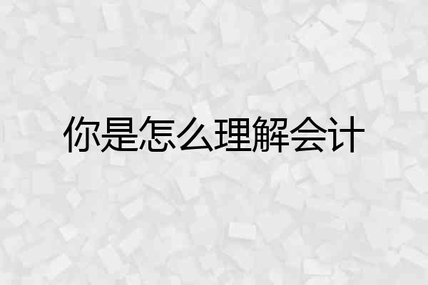 你是怎么理解会计