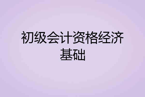 初级会计资格经济基础