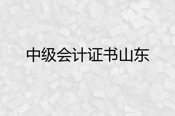 中级会计证书山东