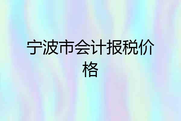 宁波市会计报税价格