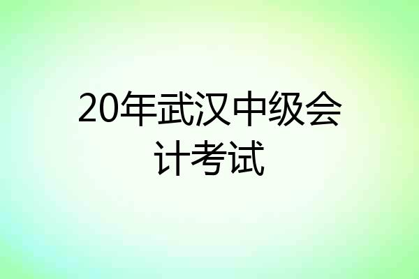 20年武汉中级会计考试