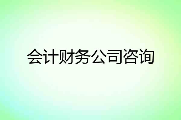 会计财务公司咨询