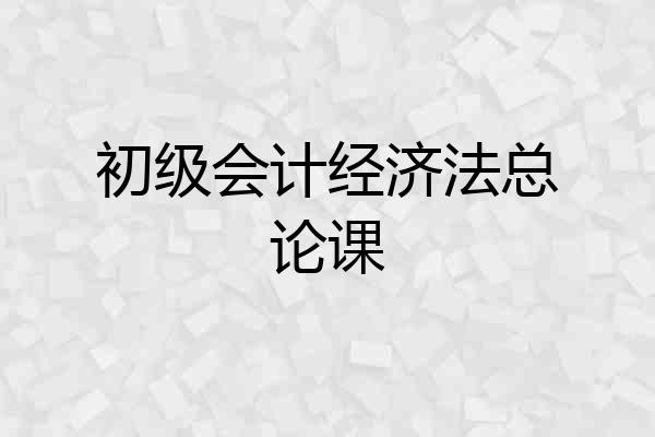初级会计经济法总论课