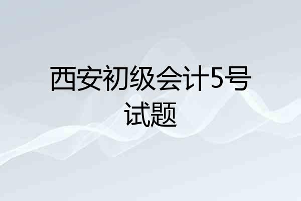 西安初级会计5号试题