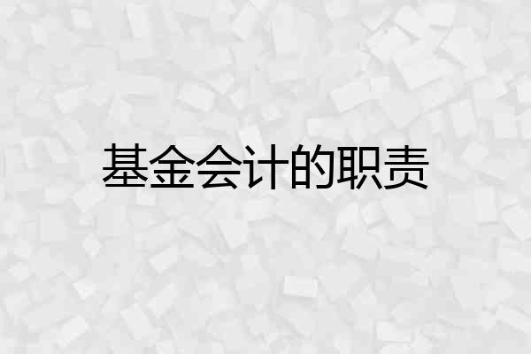 基金会计的职责