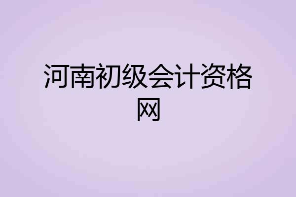 河南初级会计资格网