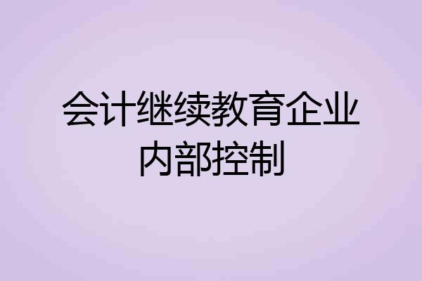 会计继续教育企业内部控制
