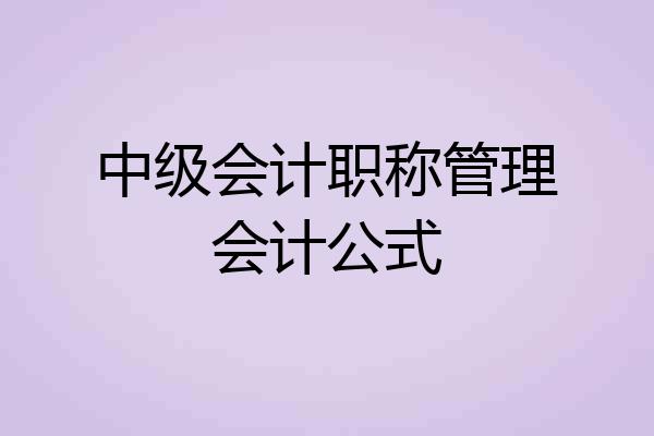 中级会计职称管理会计公式